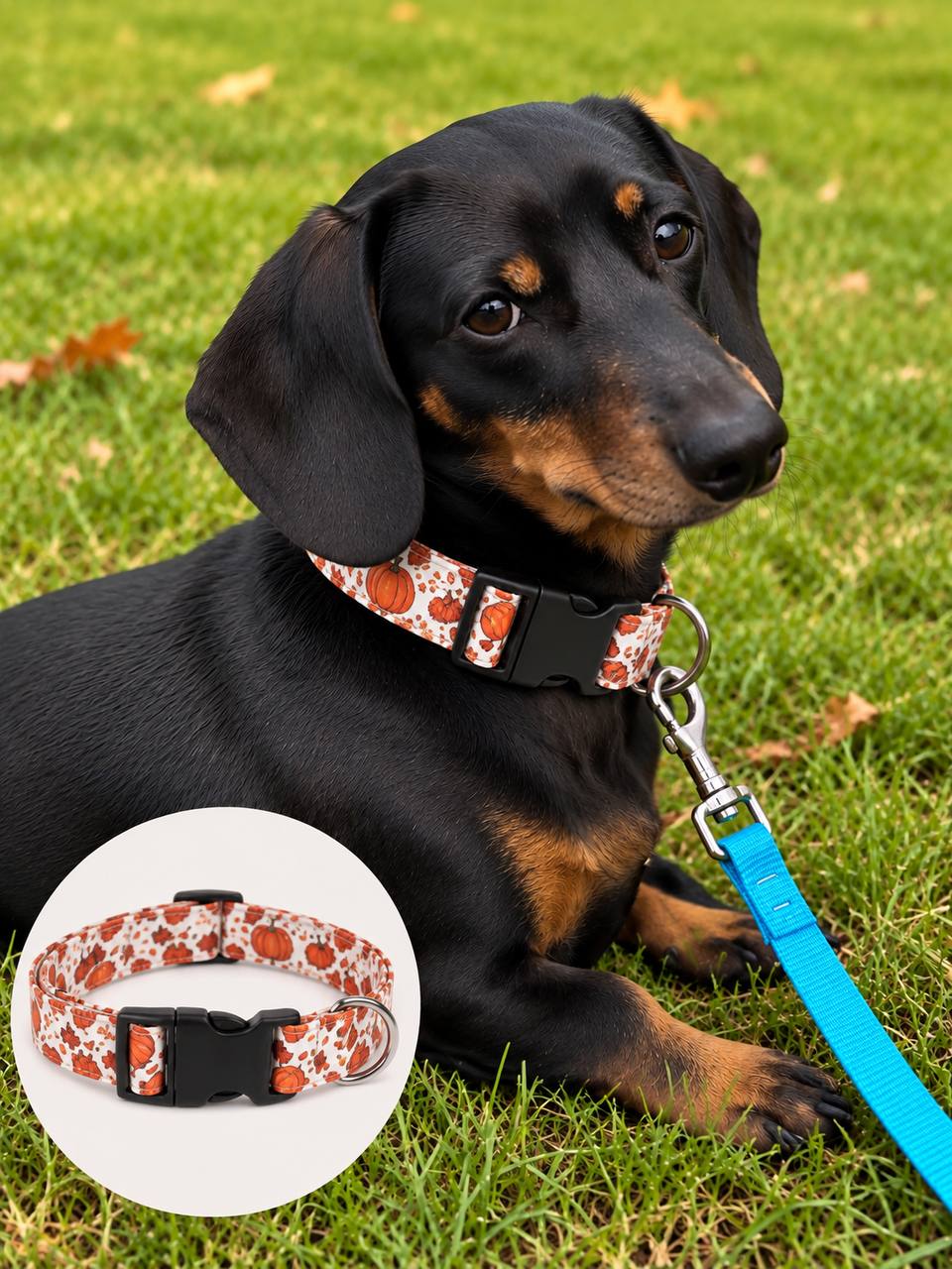 White Pumpkin Print Dog Collar