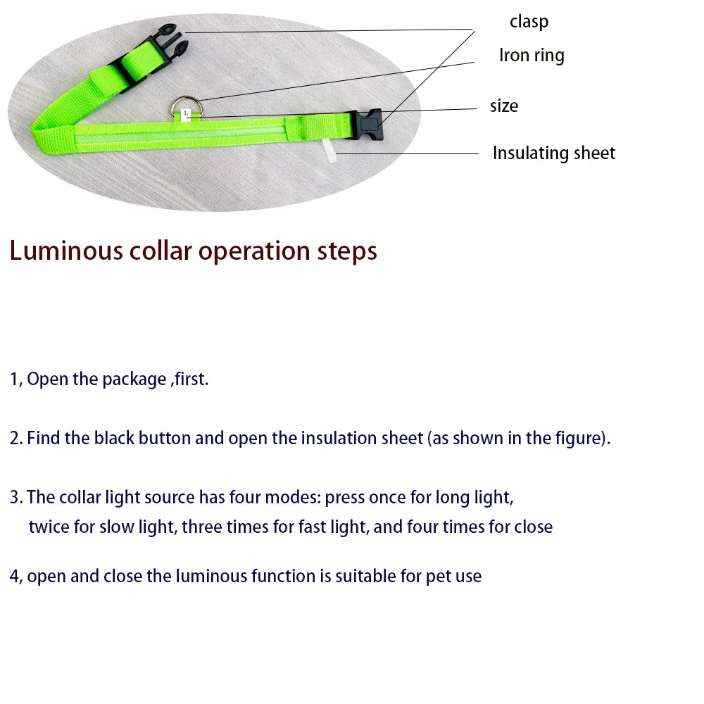 LED Safety Dog Collar and Leash